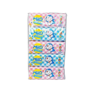 MILD DORAEMON กระดาษทิชชู่เช็ดหน้ามายด์โดราเอมอน 150+20แผ่น ยกแพ็ค5ห่อ