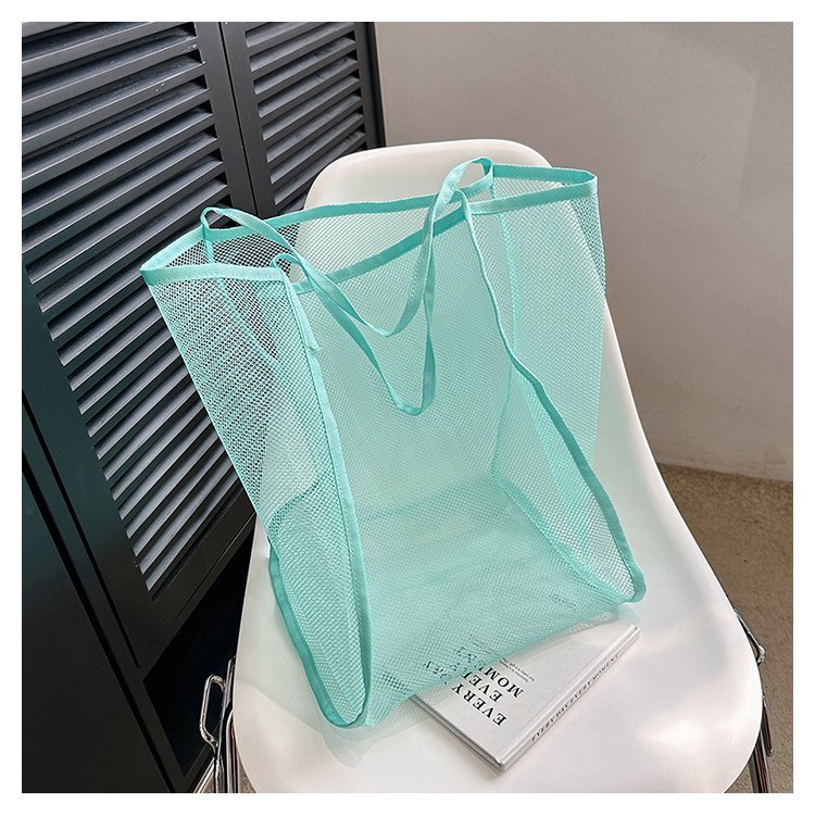กระเป๋าสะพายตาข่ายกระเป๋าชายหาดแบบพกพาโปร่งใสแฟชั่นตาข่าย Tote Bag 129278 - รูปที่ 6