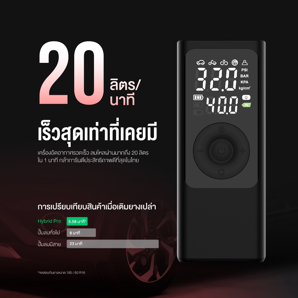 Aston เครื่องปั้มลมพกพา Hybrid Pro ใช้งานได้ทั้งแบบไร้สายและต่อสาย