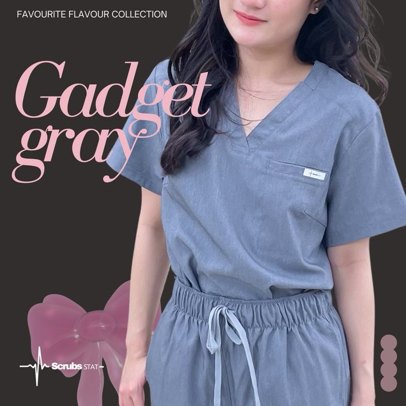 ไม่ปักชื่อ # ส่งทันที Scrubs STAT Gadget gray - ชุดสครับ แพทย์ พยาบาล ทันตะแพทย์ สัตวแพทย์ กายภาพ