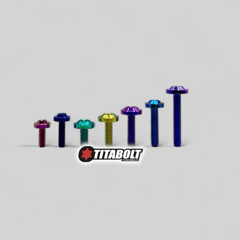 Titabolt น็อตไทเทเนียมหัวแบนดาวM4/M5/M6(ราคาต่อตัว)M4x10/14/20 M5x10/15/20/30/35 M6x10/15/20/30