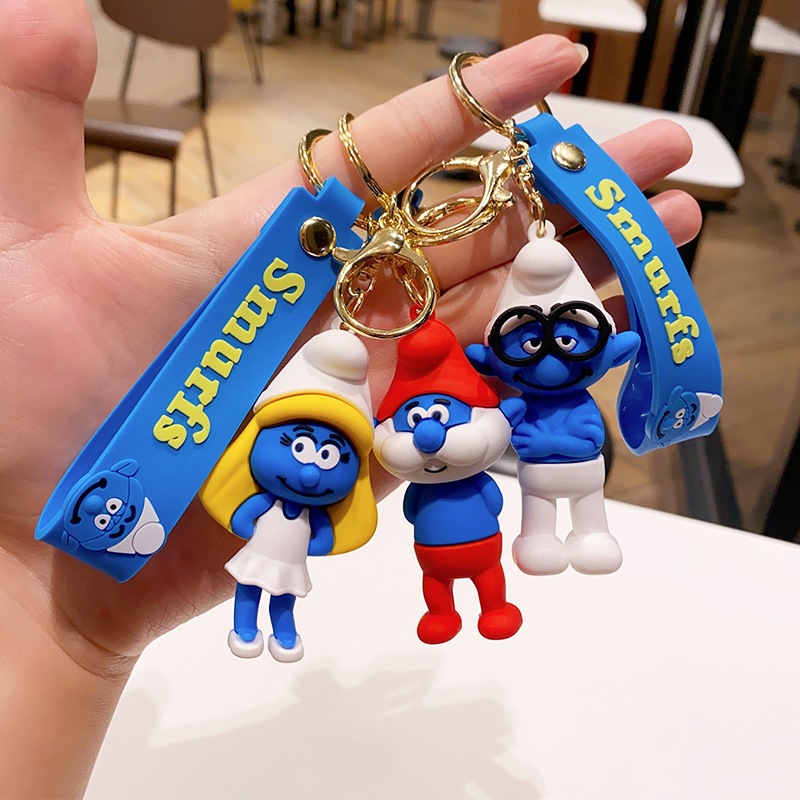 ร้านไทย พร้อมส่ง! พวงกุญแจสเมิร์ฟ the smurfs พวงกุญแจการ์ตูน ที่แขวนกระเป๋า ลายการ์ตูน