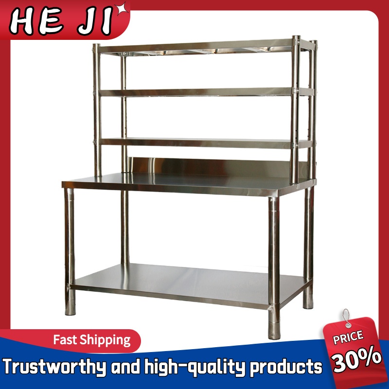 ชั้นที่สาม 304 โต๊ะสแตนเลส 100/120 โต๊ะวางครัว Stainless steel ขาเตาแก๊ส gas โต๊ะครัว Floor shelf ข้น โต๊ะ