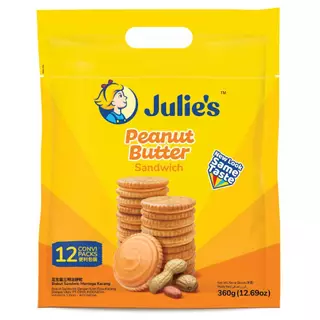 Julie's ขนมปังกรอบสอดไส้เนยถั่ว ขนาด360กรัม