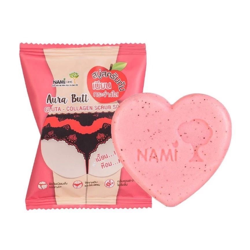 Nami aura butt gluta-collagen scrub soap (สบู่ก้น) ☘️ นามิ ออร่า บัทท์ กลูต้า-คอลลาเจน สครับ โซป 60g.