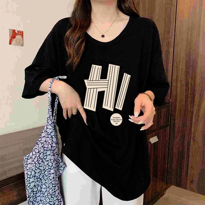 เสื้อยืดสาวอวบอ้วนไซส์ใหญ่ oversize เสื้อผ้าแฟชั่นฤดูร้อนมาใหม่ เสื้อโอเวอร์ไซส์สไตล์ผู้หญิง ลําลองทรงหลวมสไตล์เกาหลี thumbnail 10