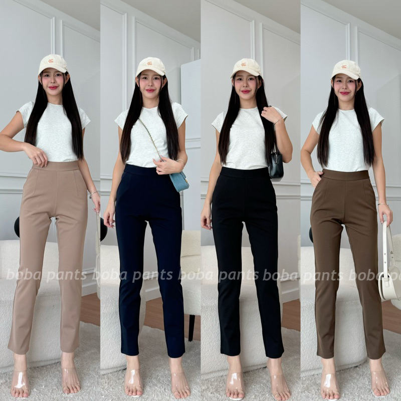 ✨S-3XL ✨กางเกงใส่ทำงานซิปข้าง ผ้าโรเชฟ ผ้าใส่สบาย เก็บทรงสวย ใส่แล้วขาดูเรียวขึ้น