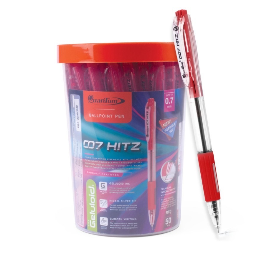 ปากกา​ QuanTum​  007​ HITZ​  หมึก​สีแดง​  0.7​ มม.  (1x50​ ด้าม)​
