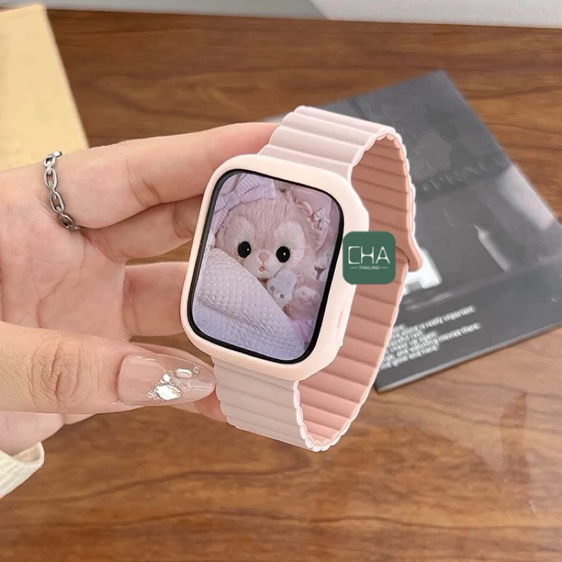 สาย smart watch 38/40/44/45/41/46/49มม สายนาฬิกา smart watch 11 10 9 8 ultra 7 6 5 4 นิ่ม เเบบเเม่เหล็ก A-star