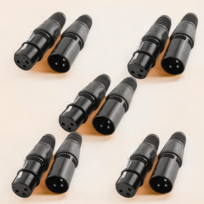 XLR ผู้เมีย  สีดำ ปลั๊กตัวผู้เมีย แจ๊ค แคนนอน XLR 3 ขา สำหรับเข้าสาย  ปลั๊กตัว ผู้เมีย XLR สีดำ  ขั้ว XLR 3 ขา แจ๊คแคนนอ