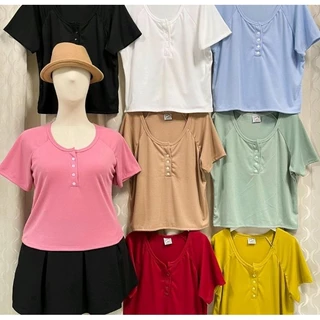 ร 48 พิเศษ!เสื้อยืดคอกระดุมสาวอวบตัวละ99 ใส่สบายพรางหุ่นสวยๆ