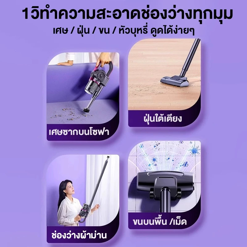 [รับประกัน 5 ปี]เครื่องดูดฝุ่นไร้สาย 7in1 ดูดฝุ่น/กําจัดไร 99.99% ระบบการกรอง 5 ชั้น เครื่องดูดไรฝุ่น เครื่องดูดฝุ่น thumbnail 4