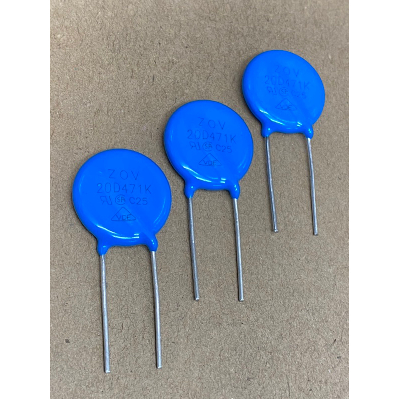 20D471K Varistor ZOV (แพ็ค1ตัว/แพ็ค5ตัว) วาริสเตอร์ป้องกันไฟเกิน300VAC 385VDC 20D471K ZOV ขนาด20มิล 