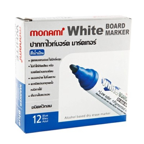 ปากกาไวท์บอร์ด โมนามิ BM500S18982A หมึกสีน้ำเงิน (แพ็ค 12 ด้าม)
