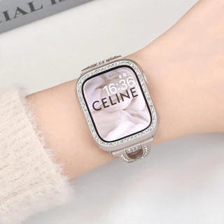 ตัวเรือนนาฬิกาตกแต่งด้วยเพชรประกาย เหมาะสำหรับiWatch S11/10 9 8 7 49mm46mm45mm44mm40mm iWatch 8 3 4 5 6 2 1 SE38mm41mm