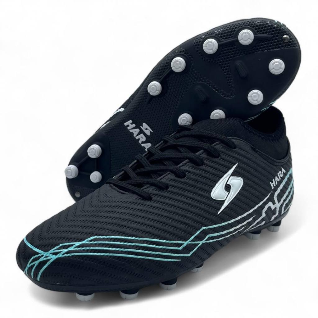 HARA Sport รองเท้าสตั๊ดหุ้มข้อ หน้ากว้าง รองเท้าฟุตบอล รุ่น F34 สีดำ