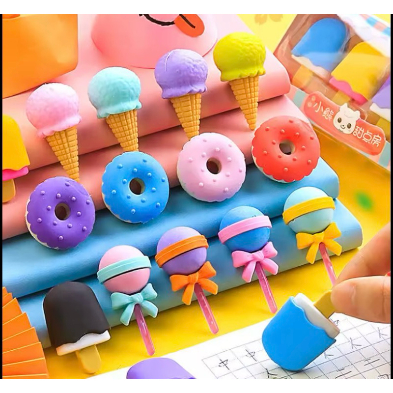 (4ชิ้น/ต่อเซ็ต)ชุดยางลบขนมหวานการ์ตูน เซ็ตยางลบ น่ารักมินิ - รูปที่ 2