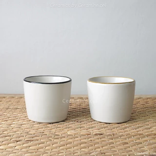Tea Cup แก้วน้ำชาเซรามิค ก้นตัด สไตล์มินิมอล ขนาด 160 มล. ใช้เป็นแก้วใส่เทียนหอมได้