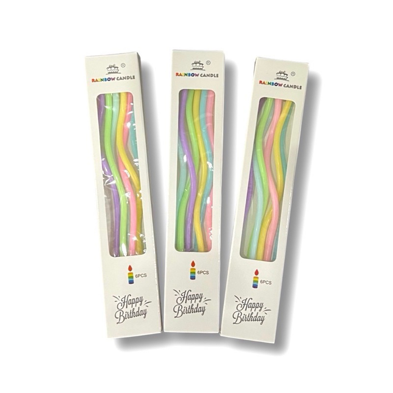 Birthday candles เทียนเเท่งยาว 6 เเท่ง พาสเทล 10 ชิ้น/แพ็ค