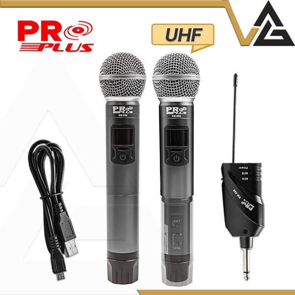 PROPLUS RM-888 ไมค์ลอย ไร้สาย มือถือคู่ พกพา ไมโครโฟน ไวเลส 6.35 TS UHF Dual Wireless Microphone