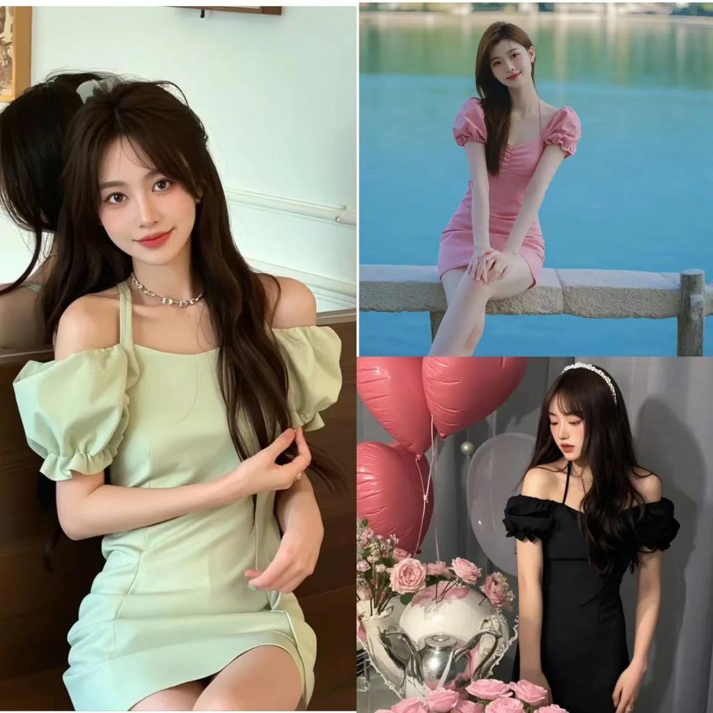 เดรสสั้นคล้องคอสายเดี่ยว เน้นเรียบหรู สำหรับสาวสไตล์ผับและปาร์ตี้ พร้อมส่งทันใจ