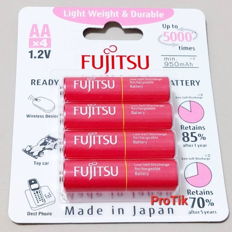 ถ่าน ถ่านชาร์จ Fujitsu 1,000 mAh. แท้ AA 1.2V.