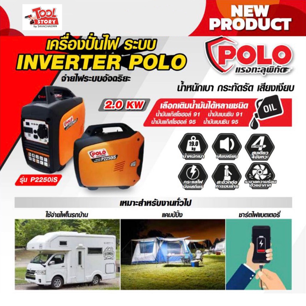 P2250IS เครื่องปั่นไฟอินเวอร์เตอร์ 2.0KW Polo
