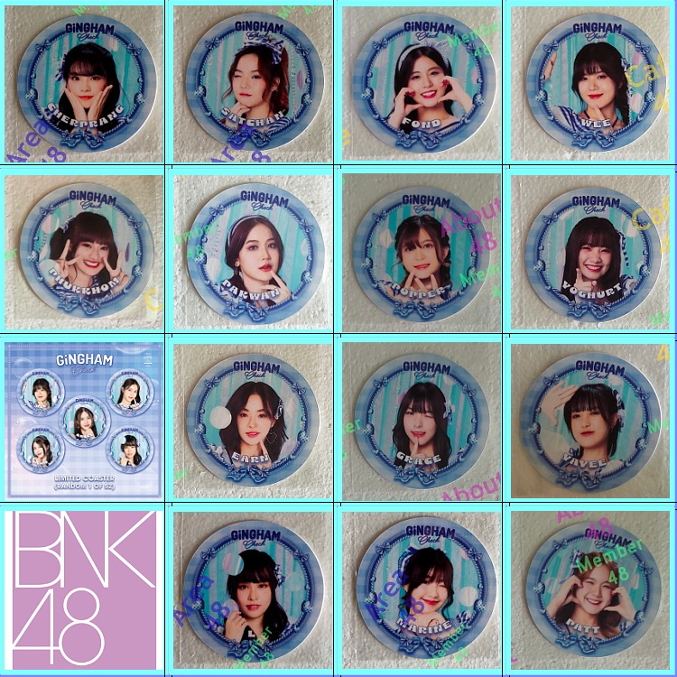 BNK48 Gingham Check ที่รองแก้ว ฟ้อนด์ ยาหยี แพท Bnk อัลบั้ม4 แผ่นรองแก้ว ทรก