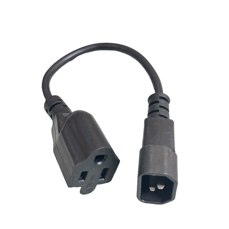 IEC 320 C14ปลั๊ก NEMA 5-15R 3 Prong หญิง PC Power Adapter สายสีดำ0.3M 1ft PDU/ UPS 18AWG มาตรฐานสายคอมพิวเตอร์