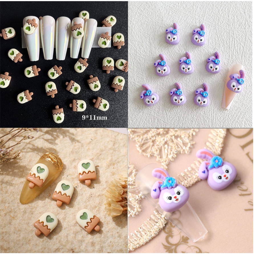 D4.อะไหล่ตกแต่งเล็บรูปการ์ตูน และไอติม ถุงบรรจุ 20 ตัว [BB]