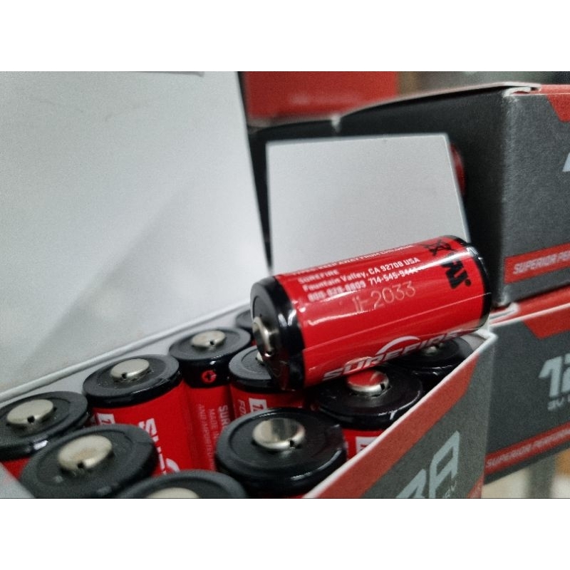 Exp 11/33ถ่านไฟฉายจาก SureFire USA รุ่น CR-123A Lithium Battery Made in USA🇺🇸  C123A 123A แทคติคอล Tactical ราคา1ชิ้น