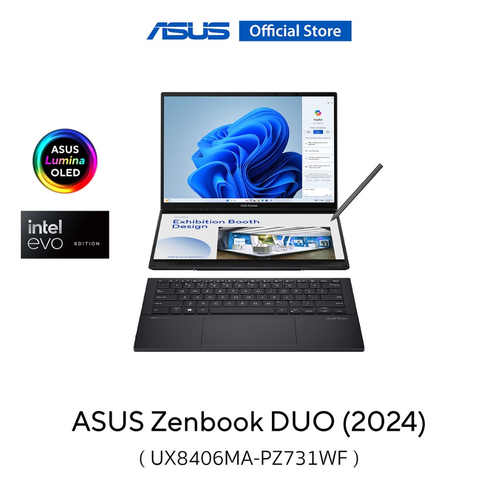 ASUS Zenbook Duo 2024 (UX8406MA-PZ731WF) 14" 3K (2880x1800) OLED, Ultra 7-155H, 16GB LPDDR5X, 1TB SS