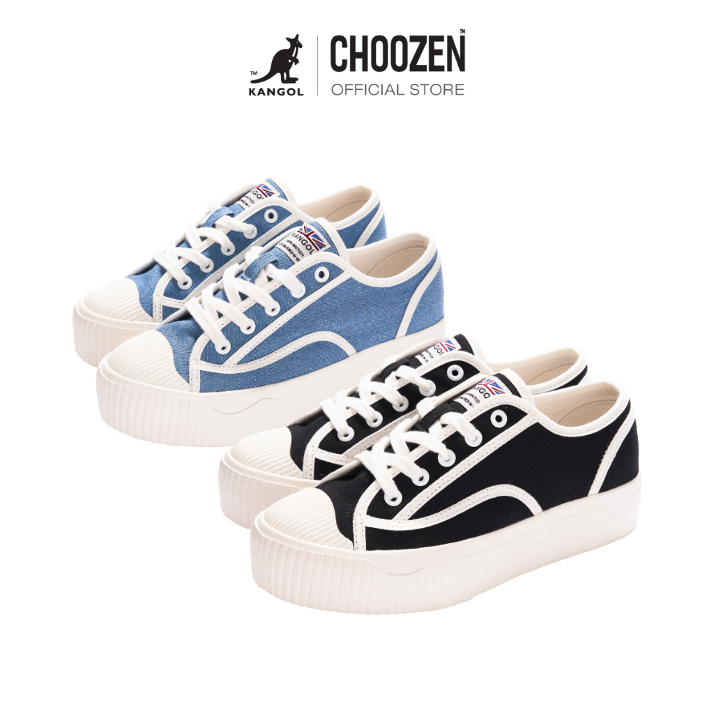KANGOL Sneaker unisex รองเท้าผ้าใบ ผูกเชือก สีดำ และ ฟ้า 63221602