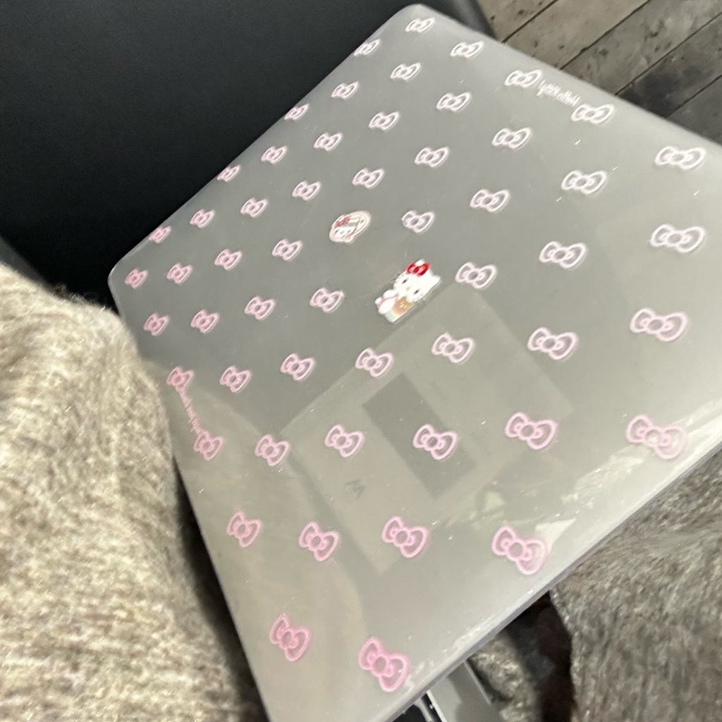 Shesell พร้อมส่ง✨เคส macbook(Glitter)hello kitty Ribbon Air13 Pro13 เคสสำหรับแมคบุ๊คใส A3241 A2681