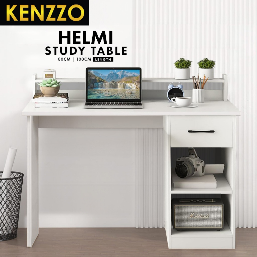 พร้อมส่ง KENZZO : HELMI โต๊ะไม้ โต๊ะทำงานหรูหราพร้อมลิ้นชัก โต๊ะไม้สำนักงาน ใช้สำหรับอ่านหนังสือ