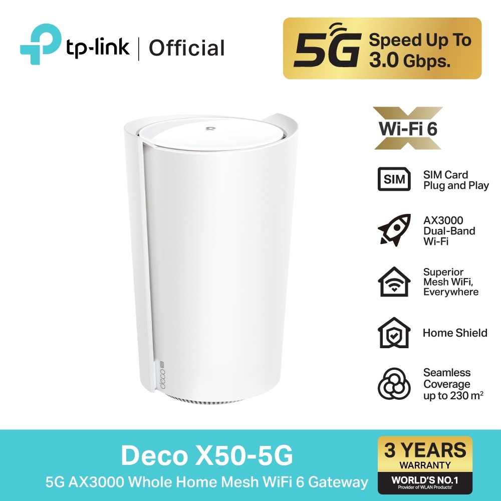 TP-Link DECO-X50-5G เราเตอร์ใส่ซิม 5G AX3000 Whole Home Mesh WiFi 6 Gateway ใส่ SIM Card ก็เพลินกับเ