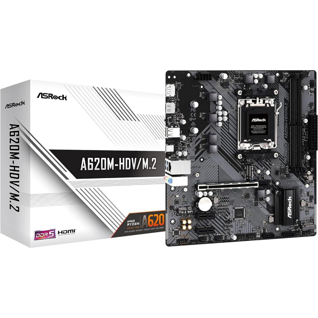 MAINBOARD (AM5) ASROCK A620M HDV/M.2 (M.2 1 SLOT) DDR5 - 3 YEARS