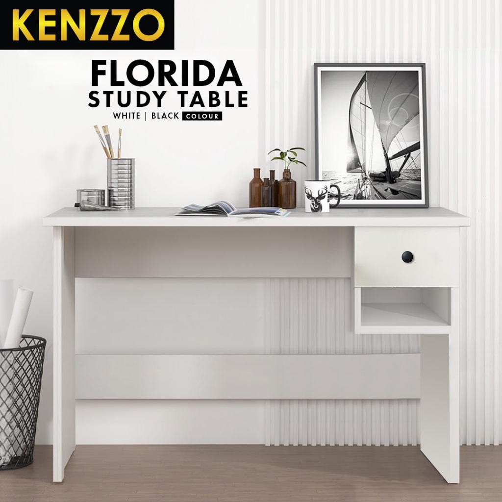 ?พร้อมส่ง KENZZO:  Florida Luxury Writing Table with Drawers /โต๊ะทำงาน/โต๊ะไม้อ่านหนังสือ