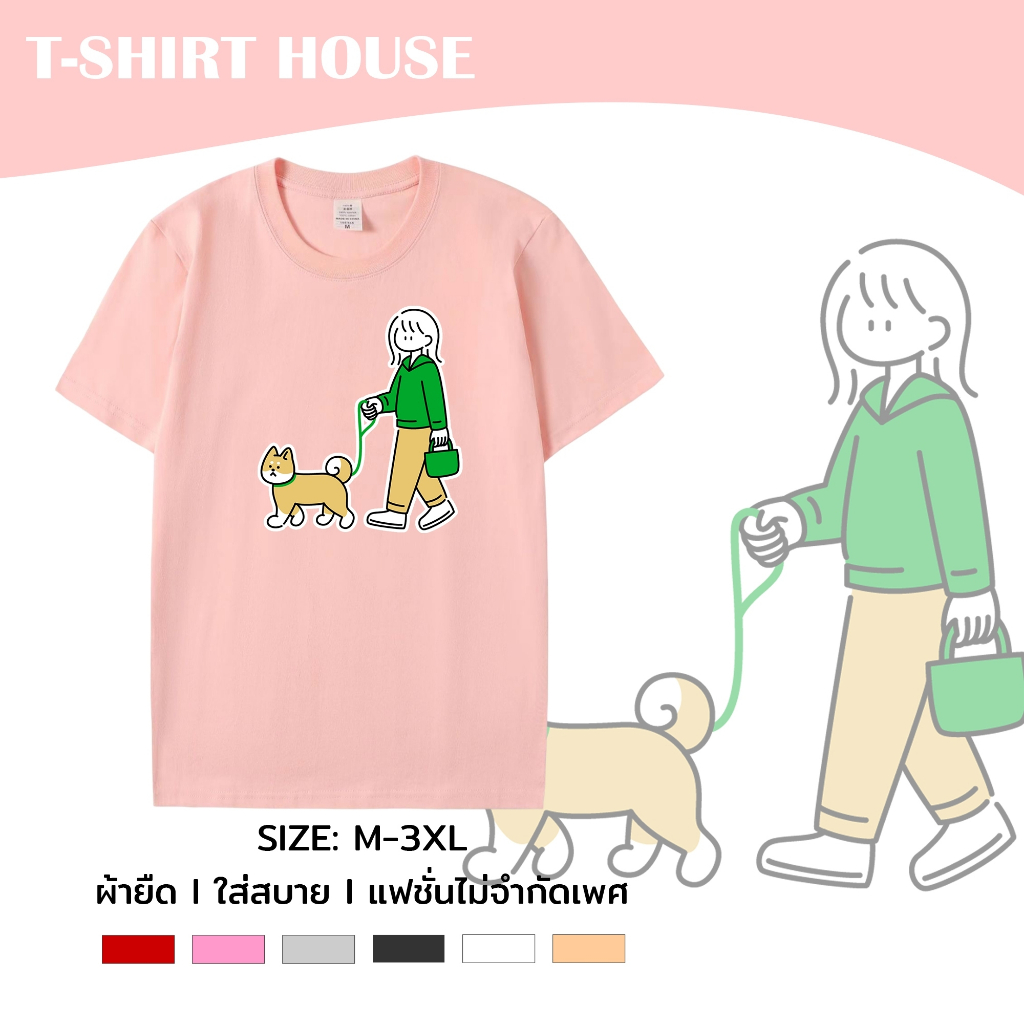 038+tt-3# เสื้อยืด คอกลม แขนสั้น M-3XL สกรีนลายการ์ตูน ลายมินิมอล ผ้าคอตตอนผสม