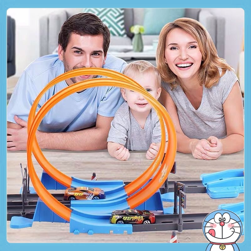360 ํ Turn Track รางรถแข่ง Hot wheels รางรถแข่ง รถตีลังกา พร้อมรถเหล็ก 2 คัน กล่องใหญ่มาก รุ่นใหม่ล่