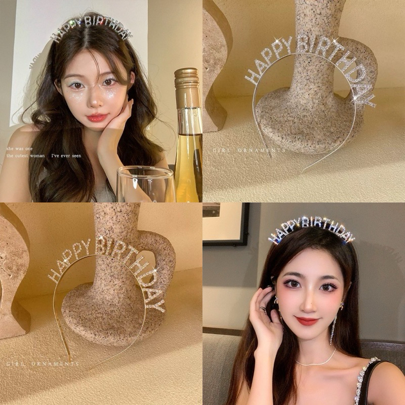 พร้อมส่ง ที่คาดผม hbd ประดับเพชร ที่คาดผมแฟชั่น ที่คาดผมสำหรับปาร์ตี้วันเกิด