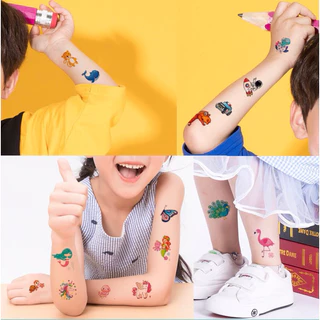 แทททู ชุด10แผ่น รอยสัก สติกเกอร์รอยสักสําหรับเด็ก สัตว์น่ารักการ์ตูน สติกเกอร์รอยสักแขนและใบหน้า