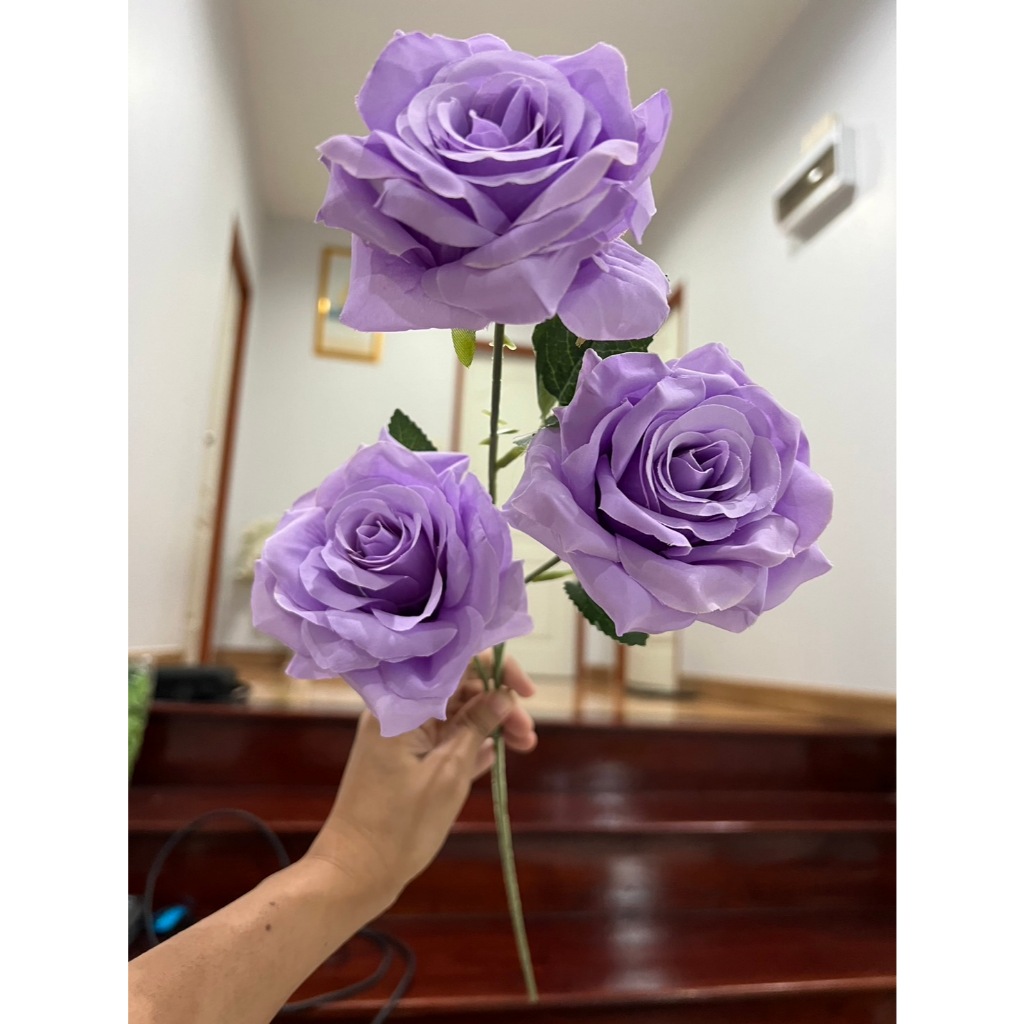 ดอกกุหลาบวานเลนไทน์ 1ช่อ 3ดอก ดอกใหญ่จัมโบ้ 9-10 ซม.สวยๆๆ ก้านยาว 45-50 ซม. ดอกกุหลาบอย่างดี ดอกกุหลาบดอกใหญ่ กุหลาบปลอม