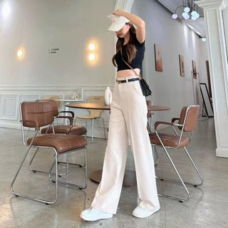 (K2.) Classy Pants กางเกงตะขอหน้ากระบอกกลางแต่งหูเข็มขัด