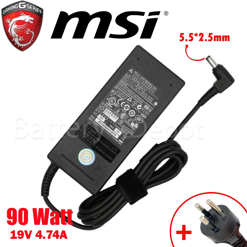 MSI Adapter ของแท้ 19V/4.74A 90W หัวขนาด 5.5*2.5mm สายชาร์จ MSI Modern 15 A10RAS Adapter อะแดปเตอร์