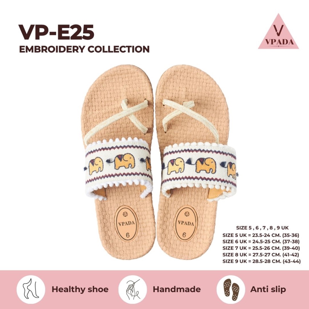 Vpada_sandals_VP-E25 Embroidery Collection รองเท้าแตะชายหาดแบน รองเท้าแตะแฟชั่น