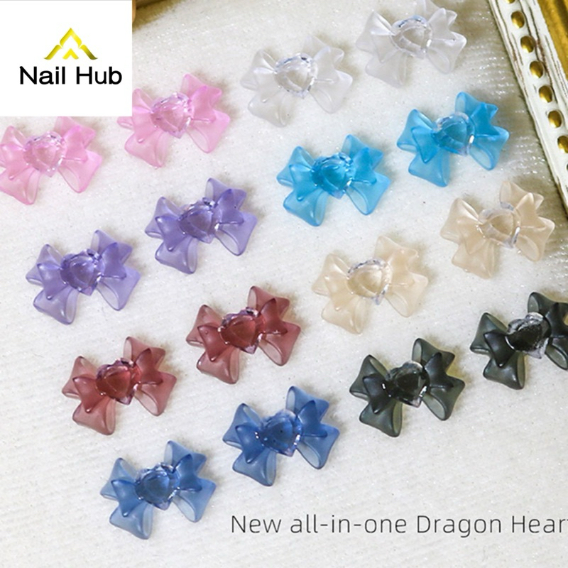 AC.228 ร้านไทย แพ็ค 2 ชิ้น มีให้เลือก 8 สี พร้อมส่งในไทย อะไหล่แต่งเล็บรูปโบว์ โทนสีใส น่ารักมากๆ