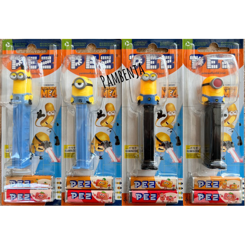PEZ เพซ ลูกอมรสผลไม้ พร้อมแท่งการ์ตูนหัวโต ลาย MINIONS New🎉