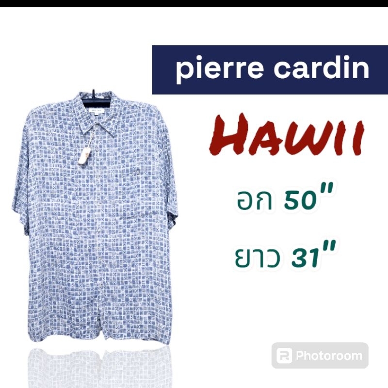 เสื้อฮาวาย Hawaii, vintage, ยี่ห้อ pierre cardin [อก 50"/ยาว 31"]