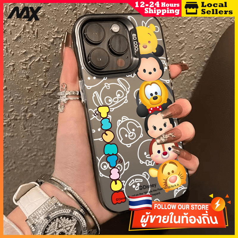 สีดำหรูหราซิลิโคนแข็งกรณีโทรศัพท์ การ์ตูนมิกกี้เมาส์ for IPhone 13 12 7Plus 14 15 11 Pro MAX 8 6 7 6S Plus X XR XS